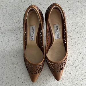 Jimmy Choo lattice leather heels